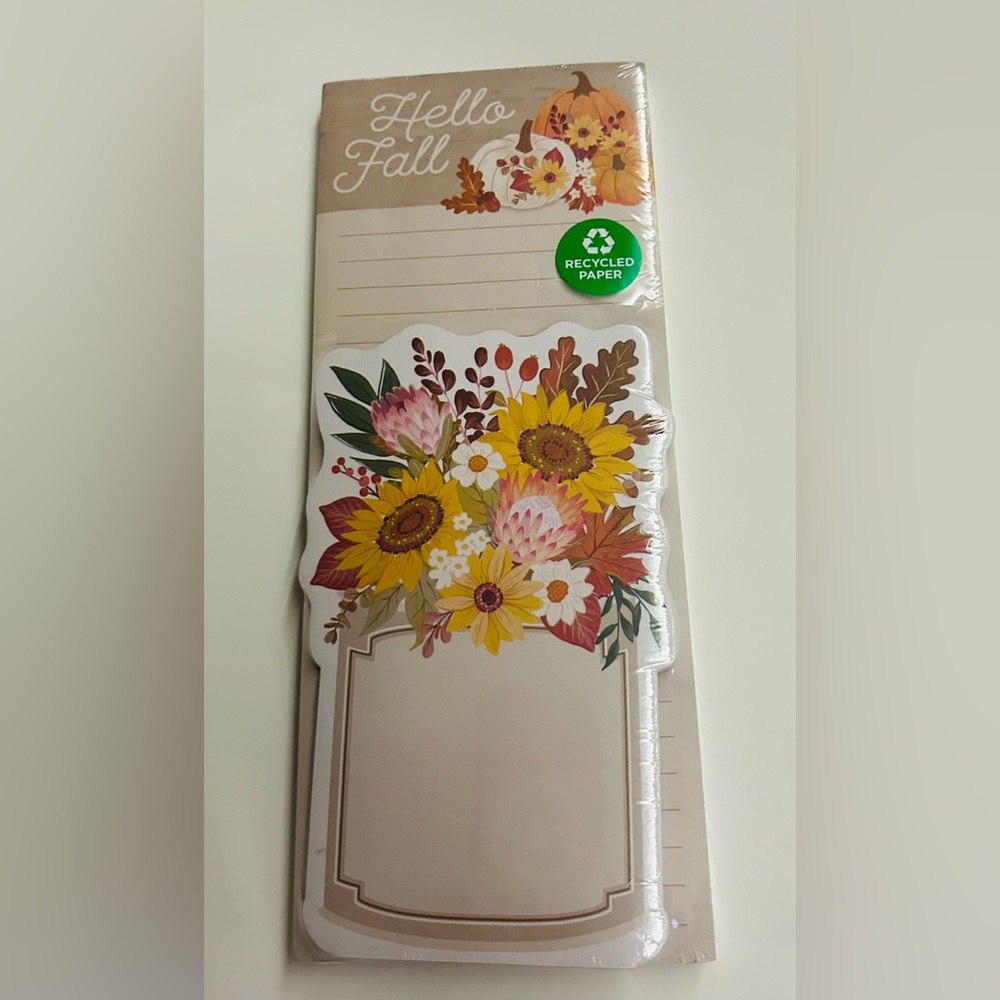 New Clementine Notepad Set 2 Pads "Hello Fall" Floral Pumpkins Leaves